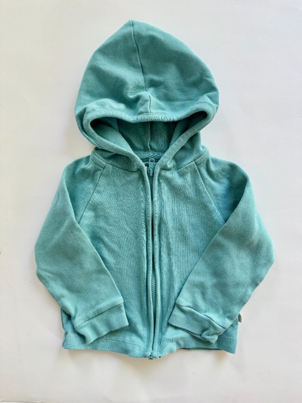 Finn + Emma Baby Zip Hoodie Sz 6-9M Teal Organic Cotton Jacket GUC